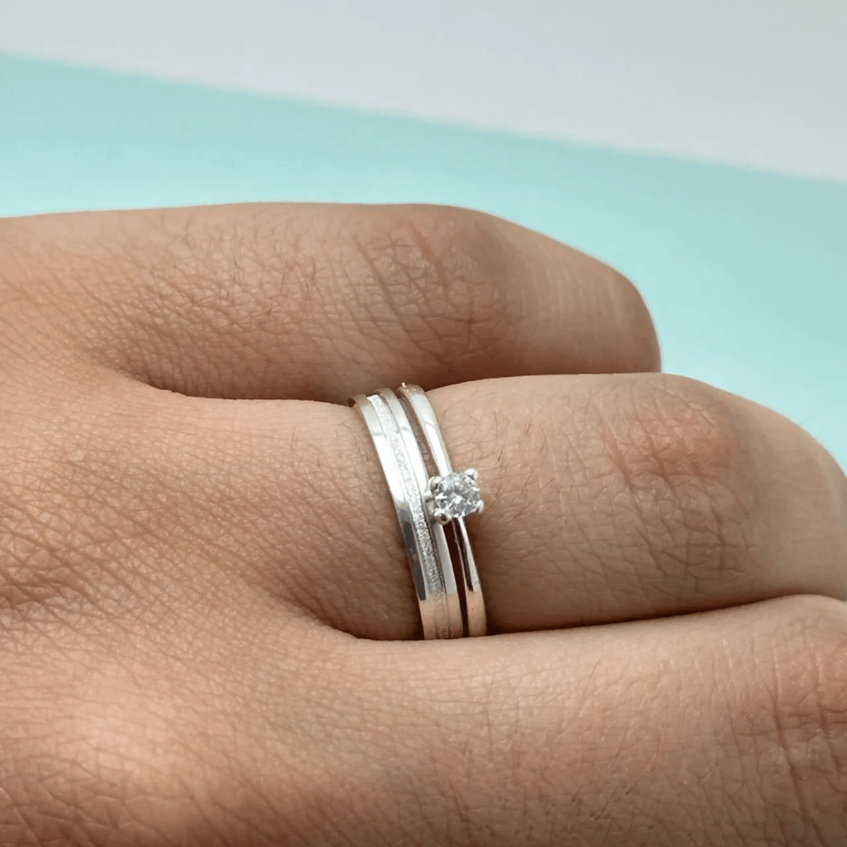 Aliança Anatômica com Friso Diamantado 3mm em Prata 925