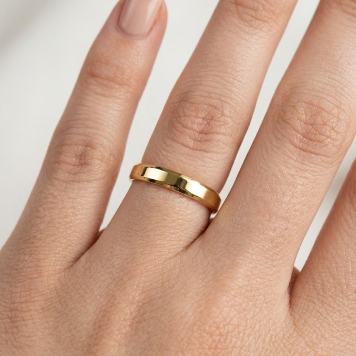 Aliança Angular 3,5mm de Ouro Amarelo Legítimo 18K