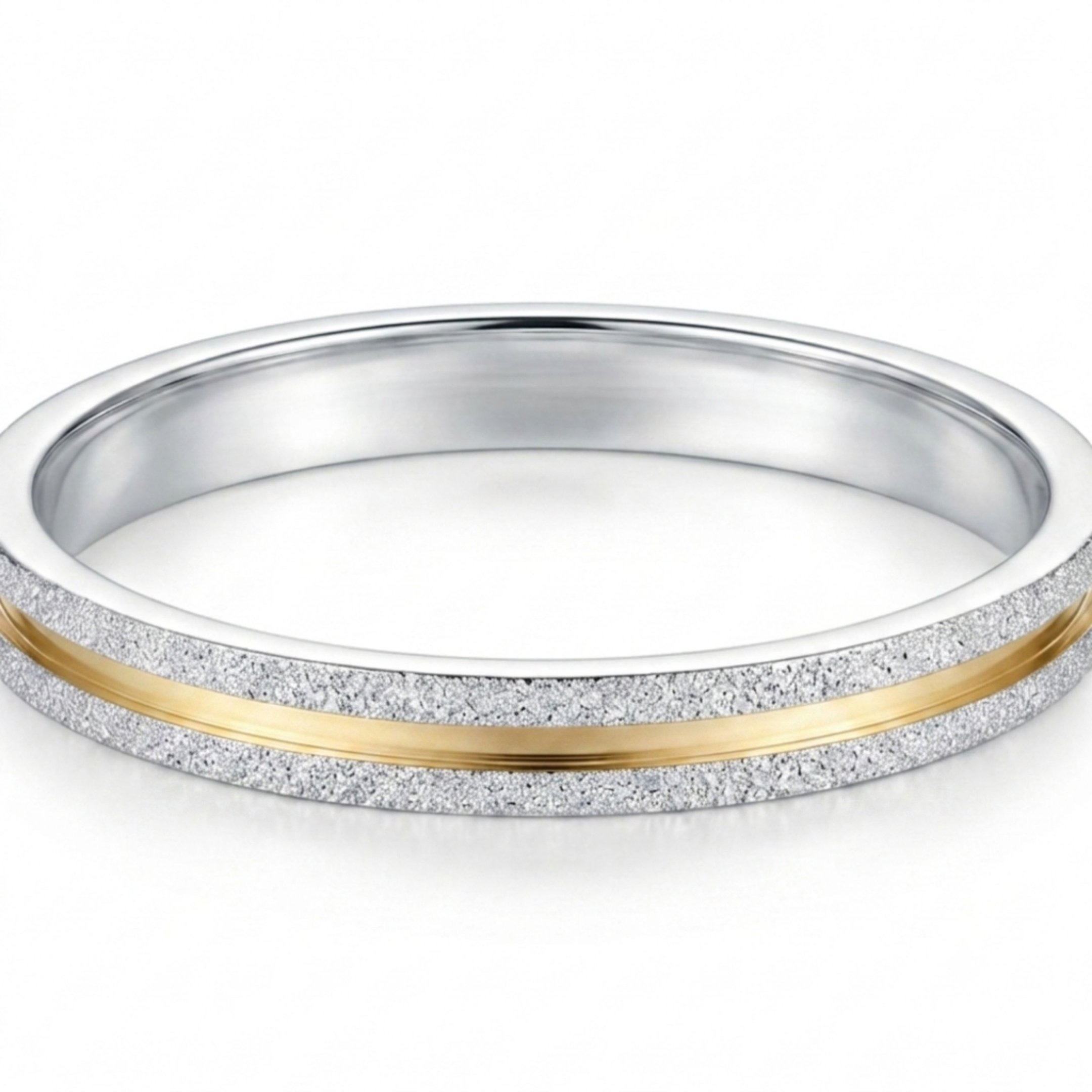 Aliança Diamantada com Filete Folheado a Ouro 18K 3mm em Prata 925