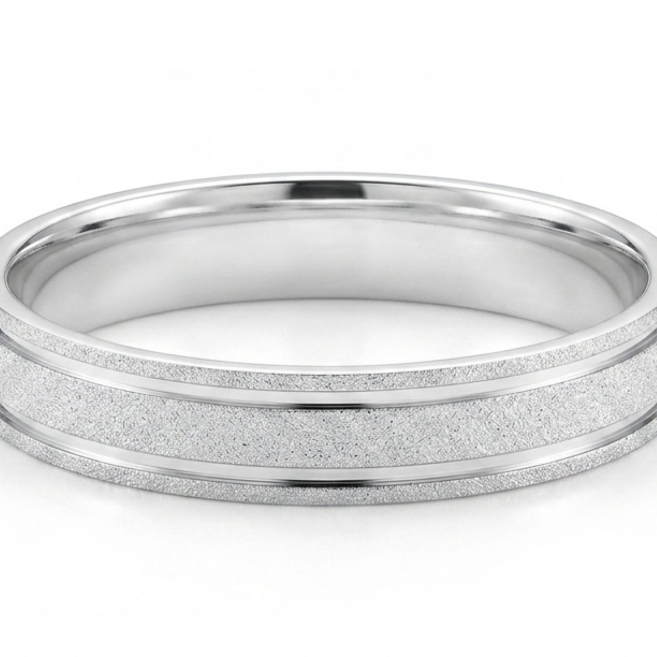 Aliança Infinity Diamantada com Dois Frisos 3,5mm em Prata 950