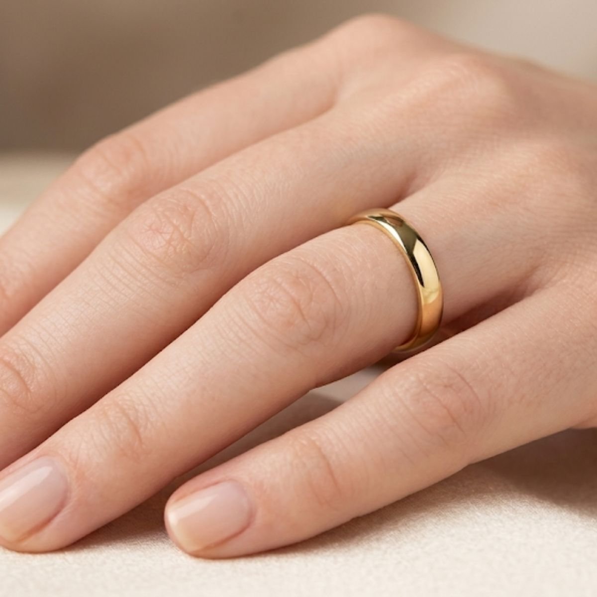 Aliança Tradicional Anatômica 3,5mm de Ouro Amarelo Legítimo 10K e Base de Aço