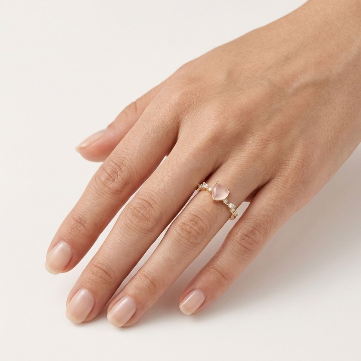 Anel Coração Fosco Princess Cravejado Folheado a Ouro 18K