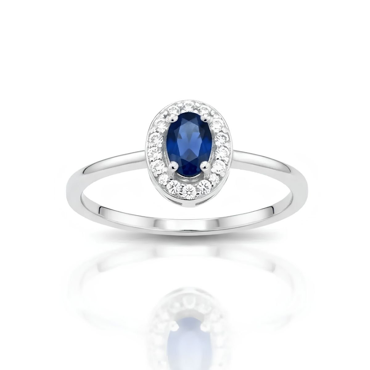 Anel Elegance Oval Azure Cravejado em Prata 925