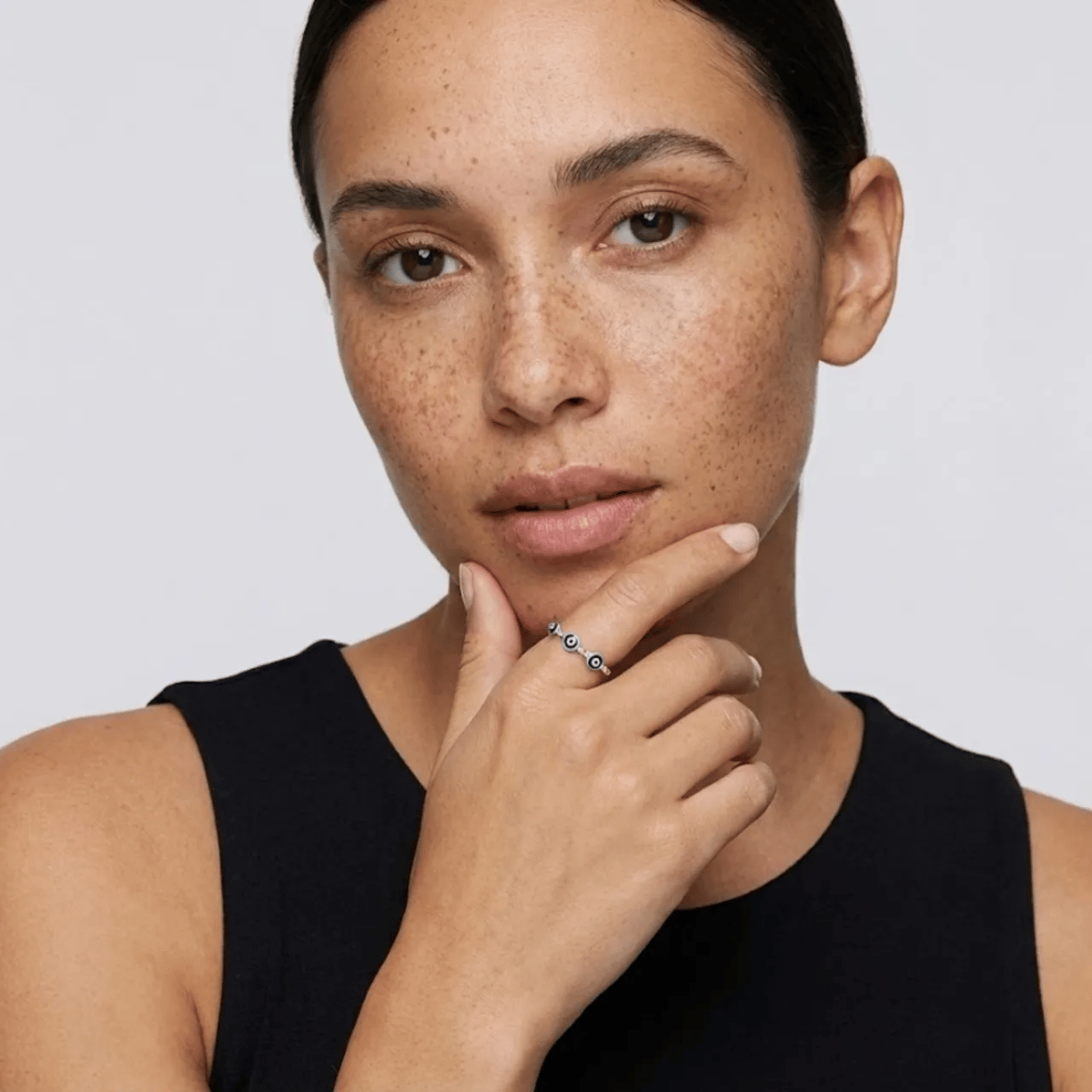 Anel Trio Olho Grego Esmaltado em Prata 925