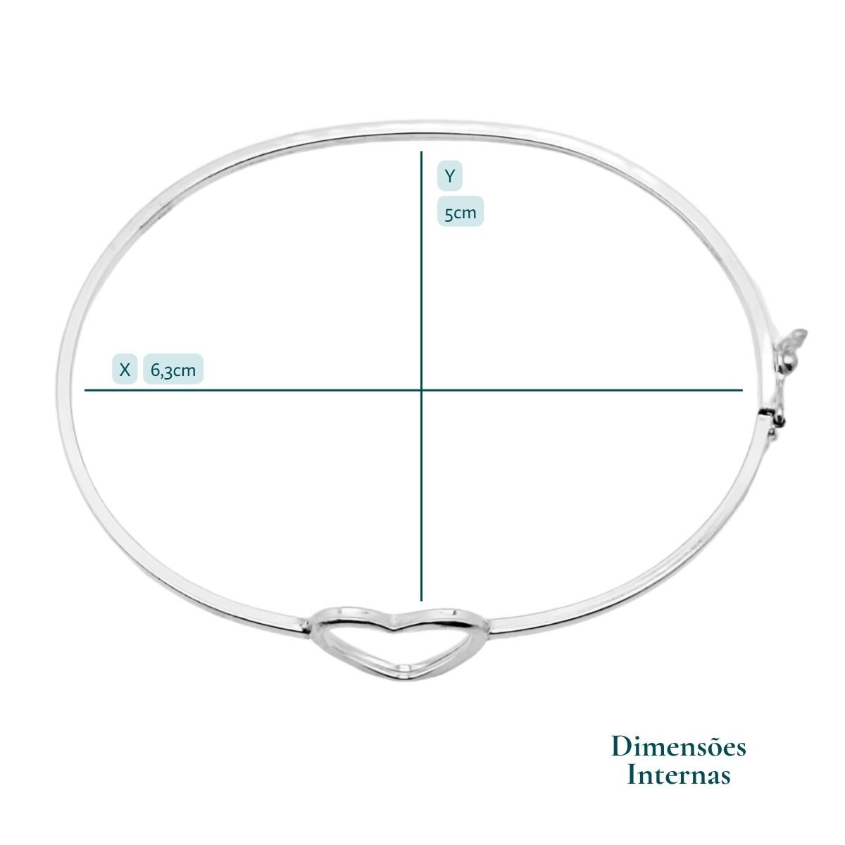 Bracelete Coração Vazado Minimalista em Prata 925