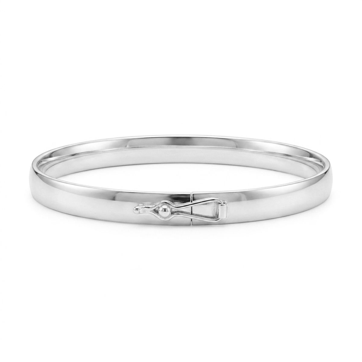 Bracelete Largo Redondo Liso em Prata 925
