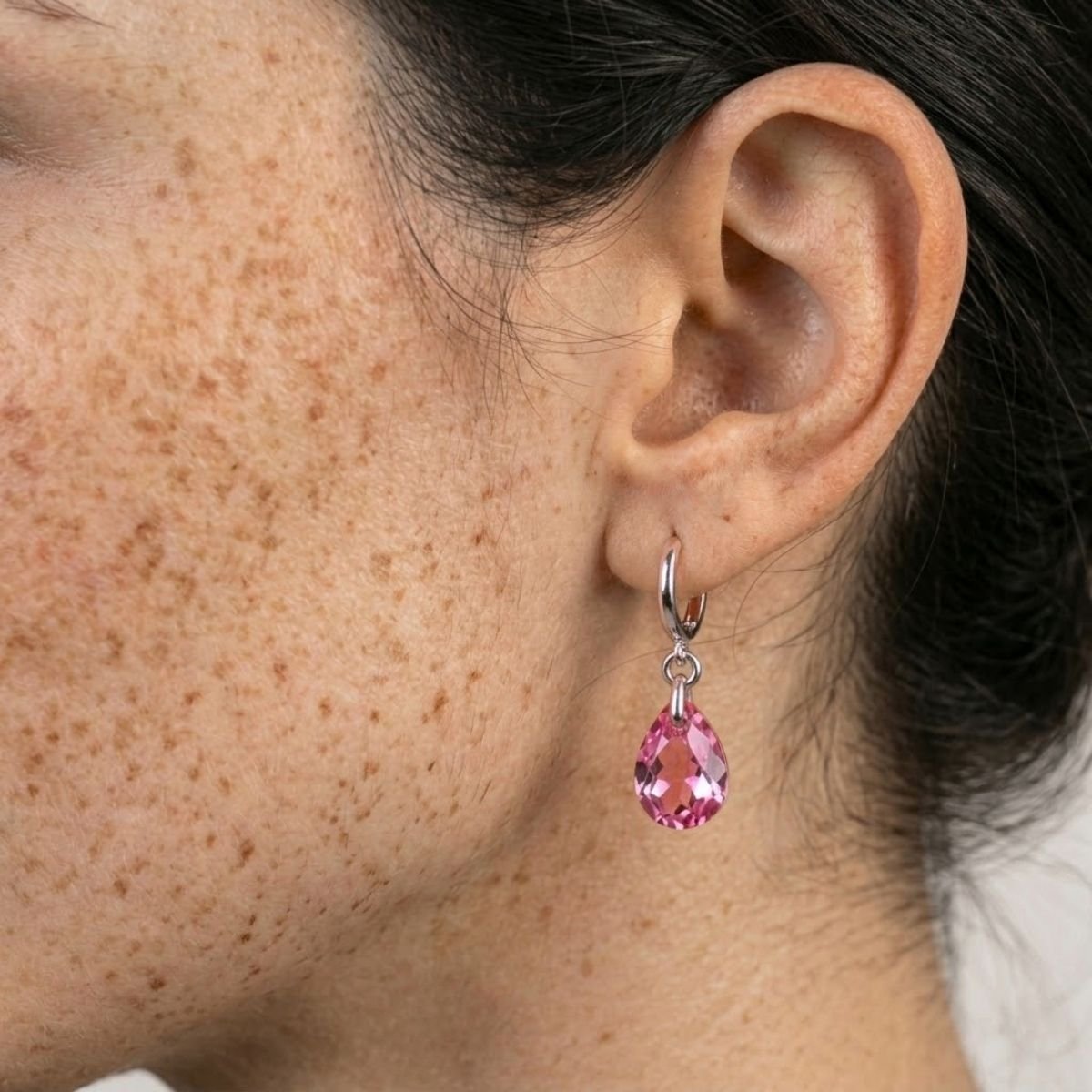 Brinco Argola Charm Gota em Prata 925