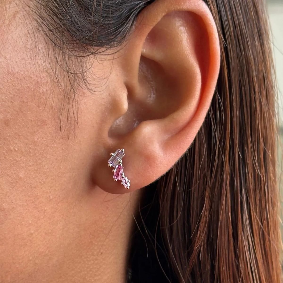 Brinco Ear Cuff Baguetes em Prata 925