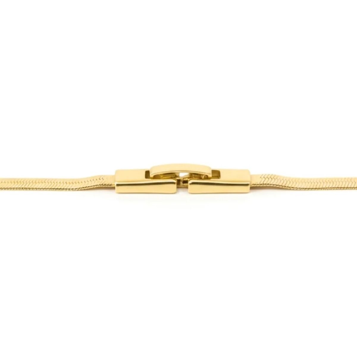Colar Choker Fita Laminada Lisa Folheado a Ouro 18K