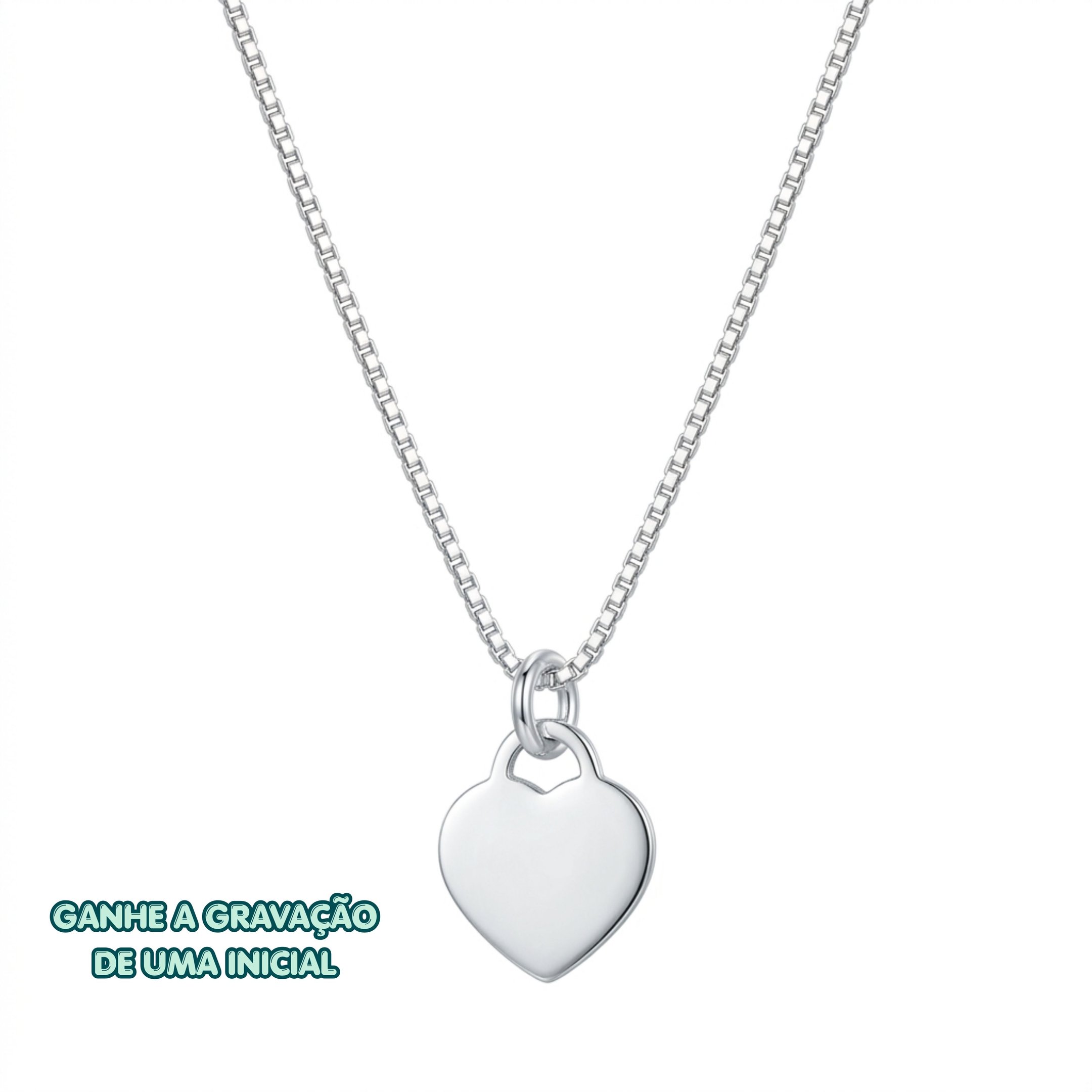 Colar Coração Liso Minimalista Delicado em Prata 925