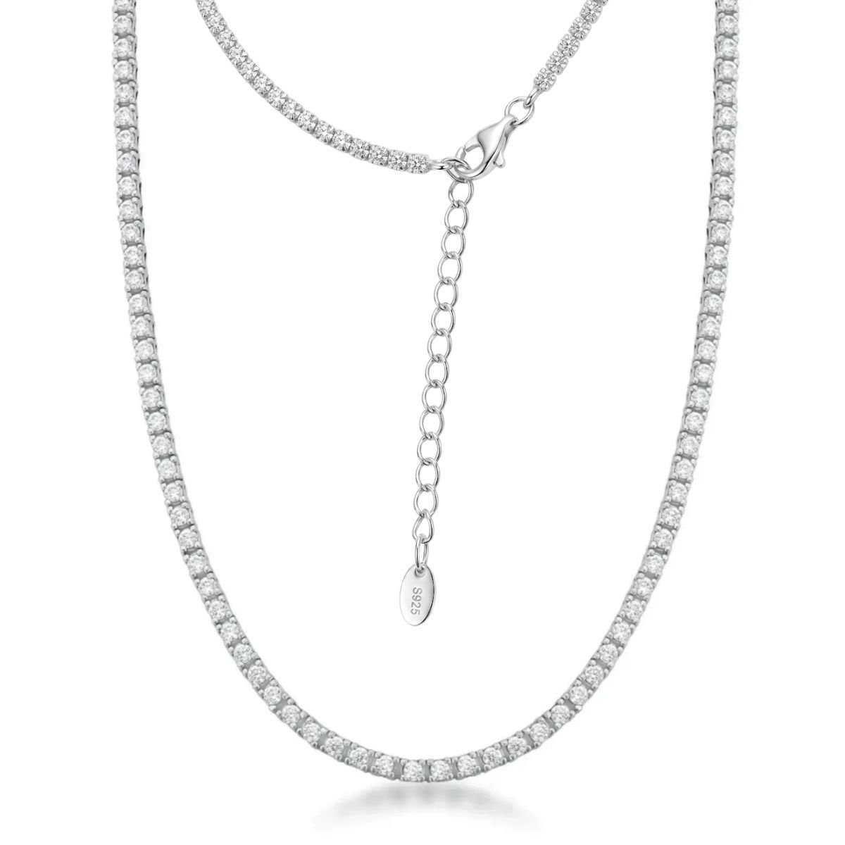 Colar Gargantilha Riviera Clássica Cravejada 2mm em Prata 925