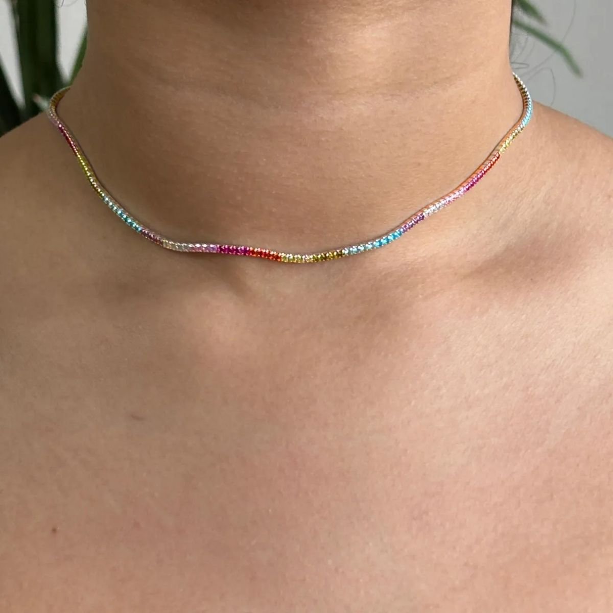 Colar Gargantilha Riviera Colors 2mm em Prata 925