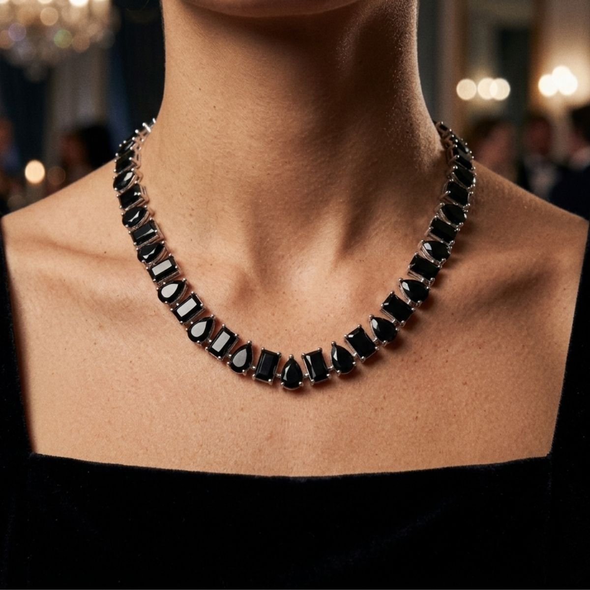 Colar Riviera Black Brilho de Gala em Prata 925