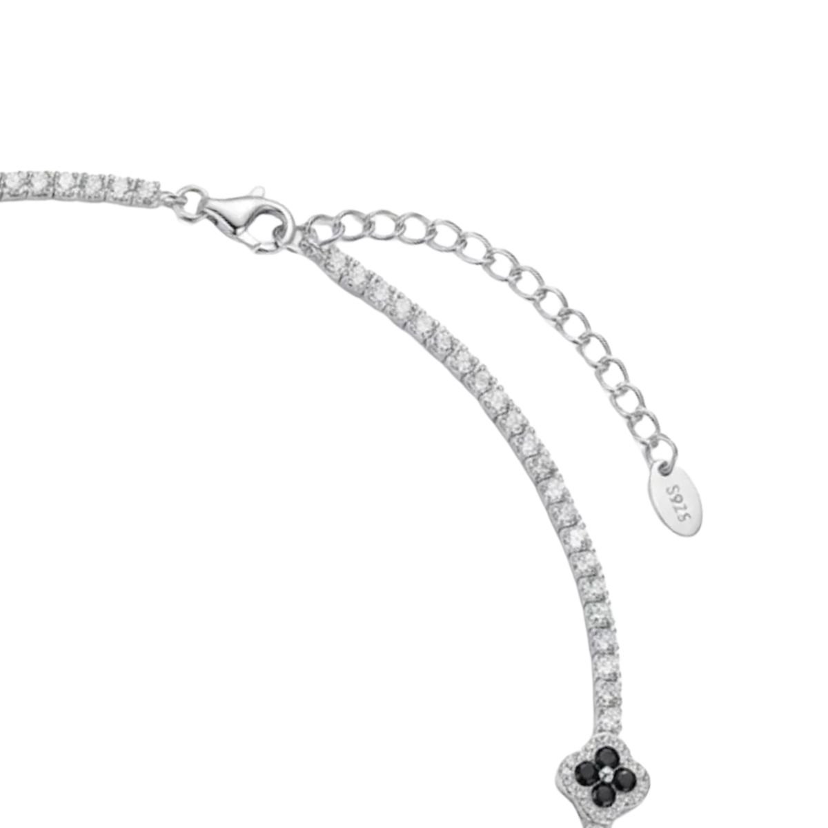 Colar Riviera Trevo Black Luxo em Prata 925