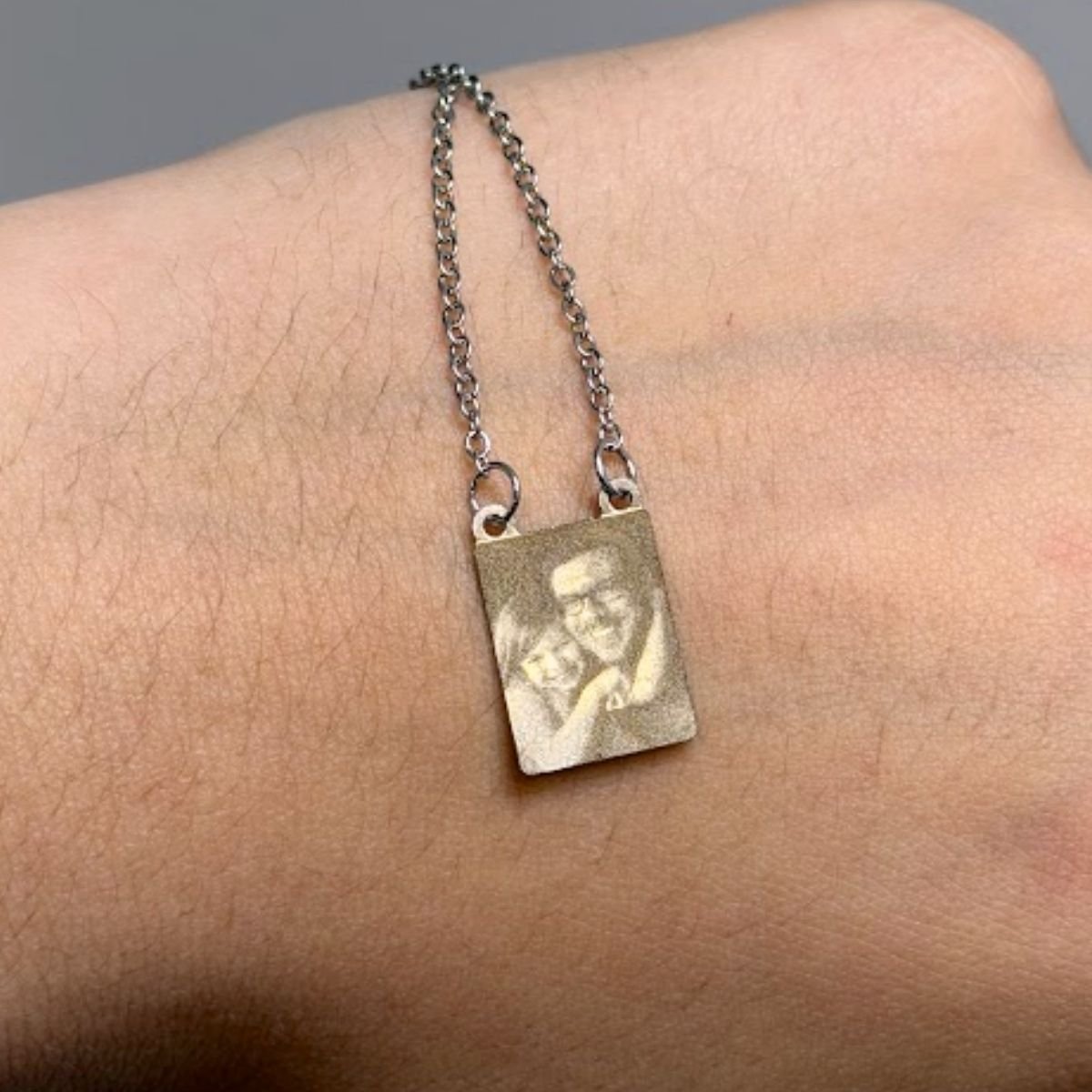 Escapulário Placa Lisa Fotogravação Personalizável em Aço Inoxidável 316L