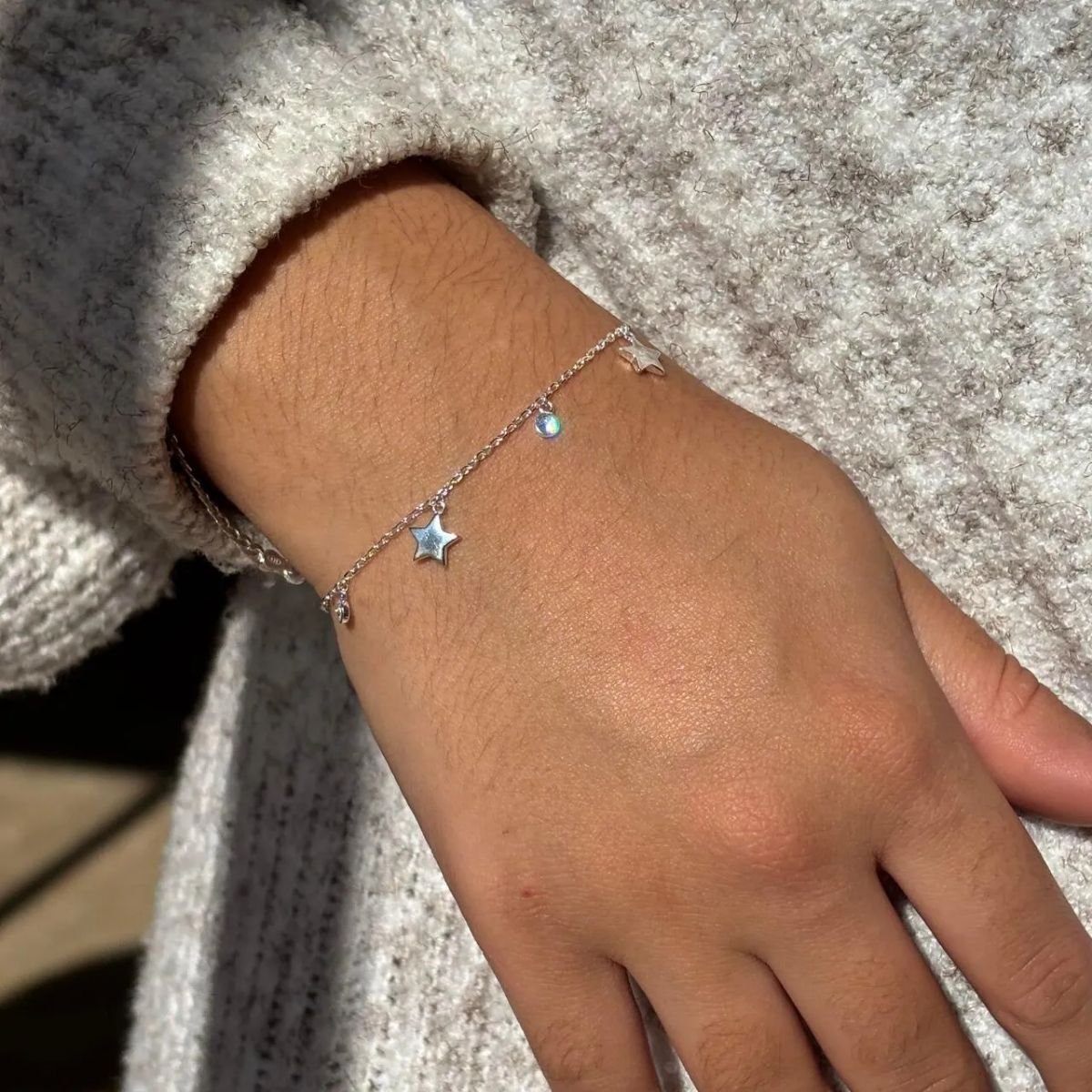 Pulseira Estrelas e Pontos de Luz em Prata 925