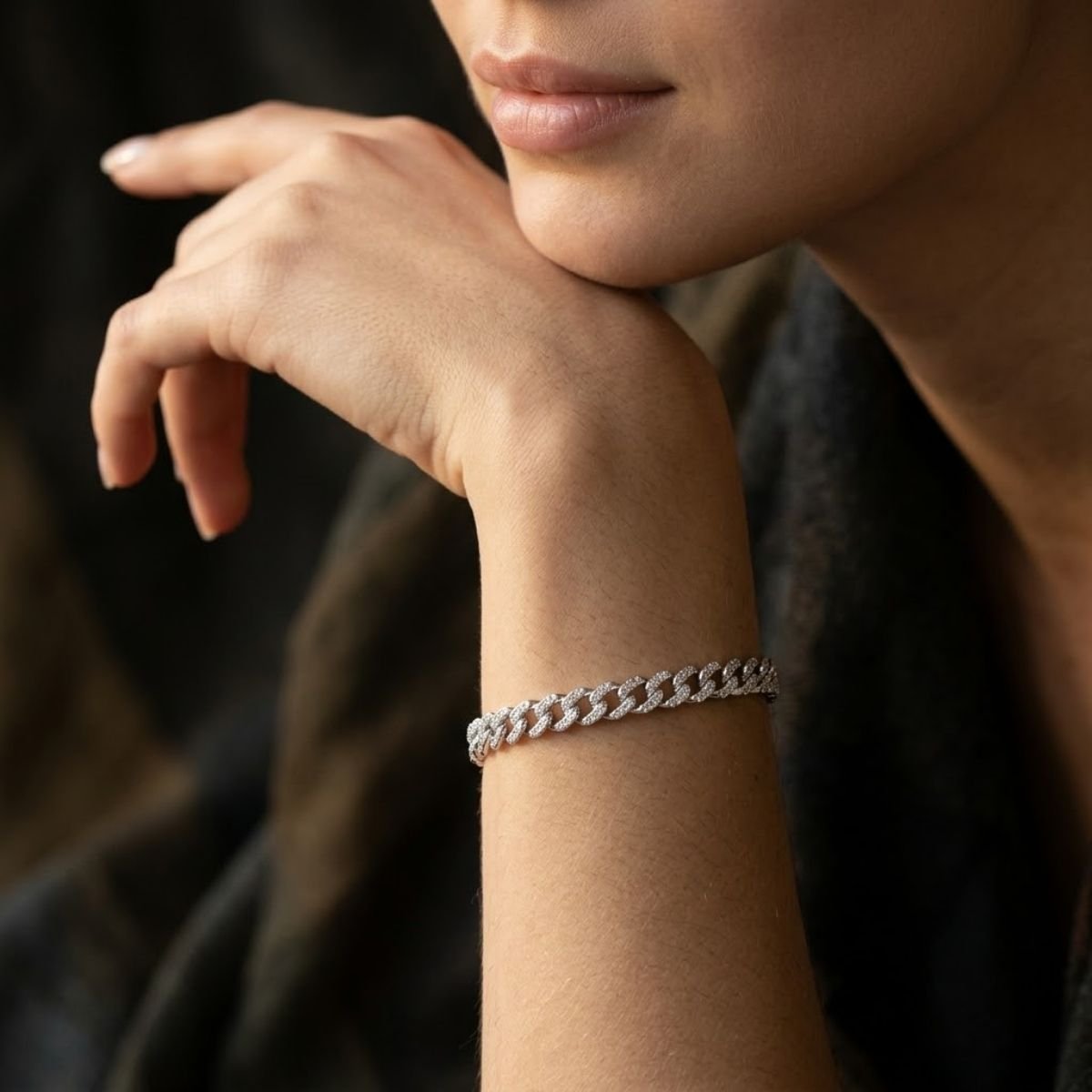 Pulseira Grumet Cravejada 6,3mm em Prata 925