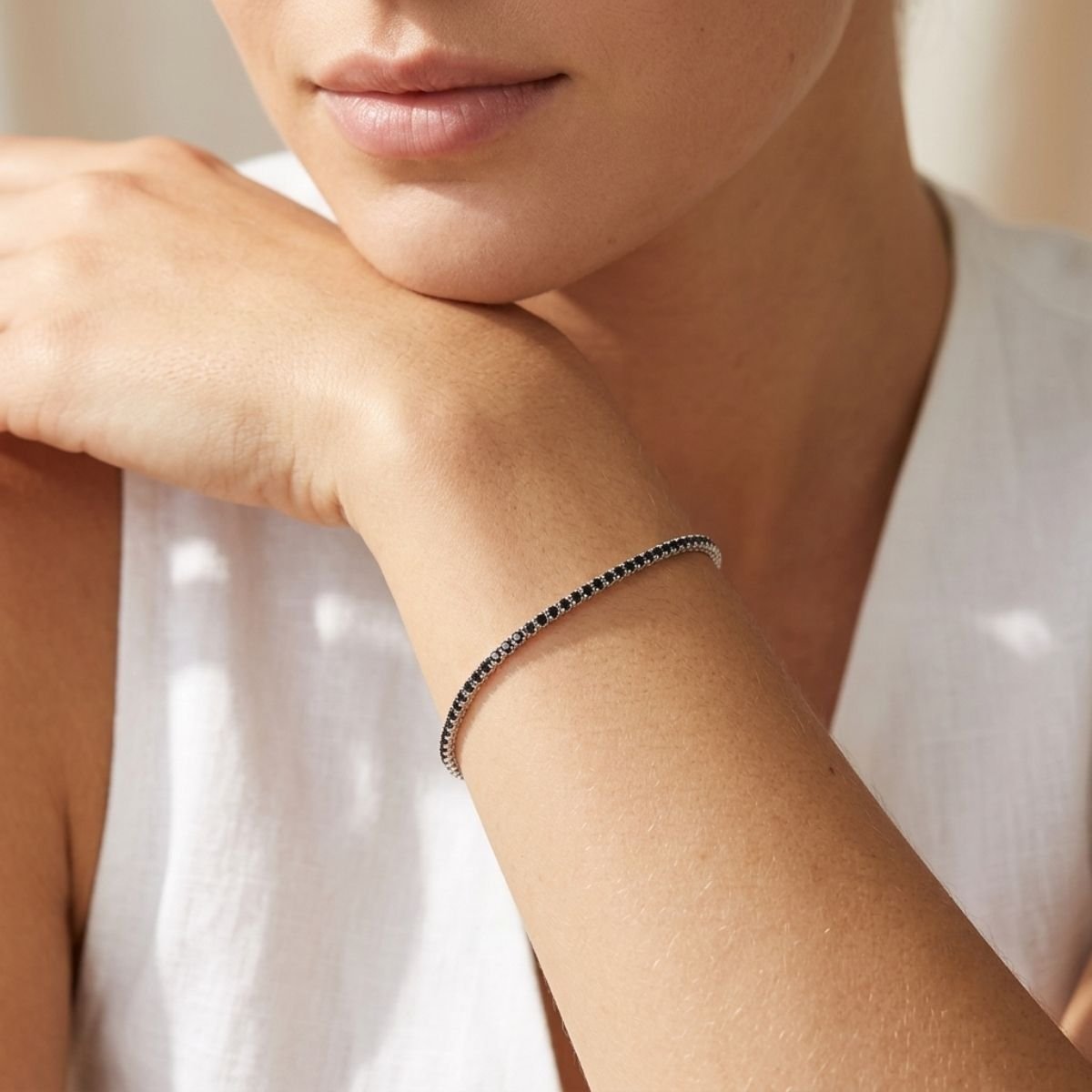 Pulseira Riviera Black 2mm em Prata 925
