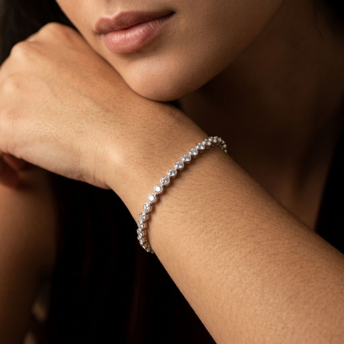 Pulseira Riviera Cristal Redonda em Prata 925