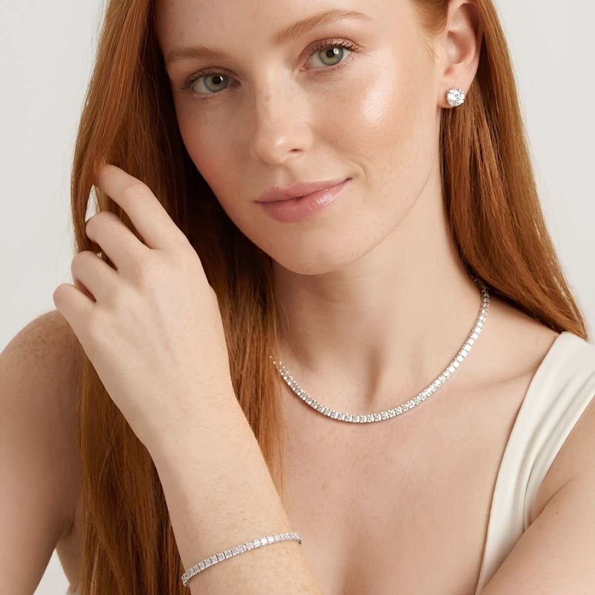 Pulseira Riviera Pedras Quadradas 3,6mm em Prata 925