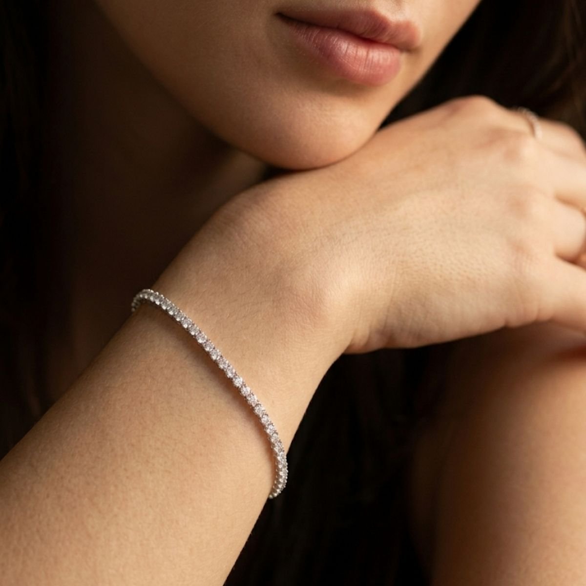 Pulseira Riviera Pedras Redondas 3mm em Prata 925