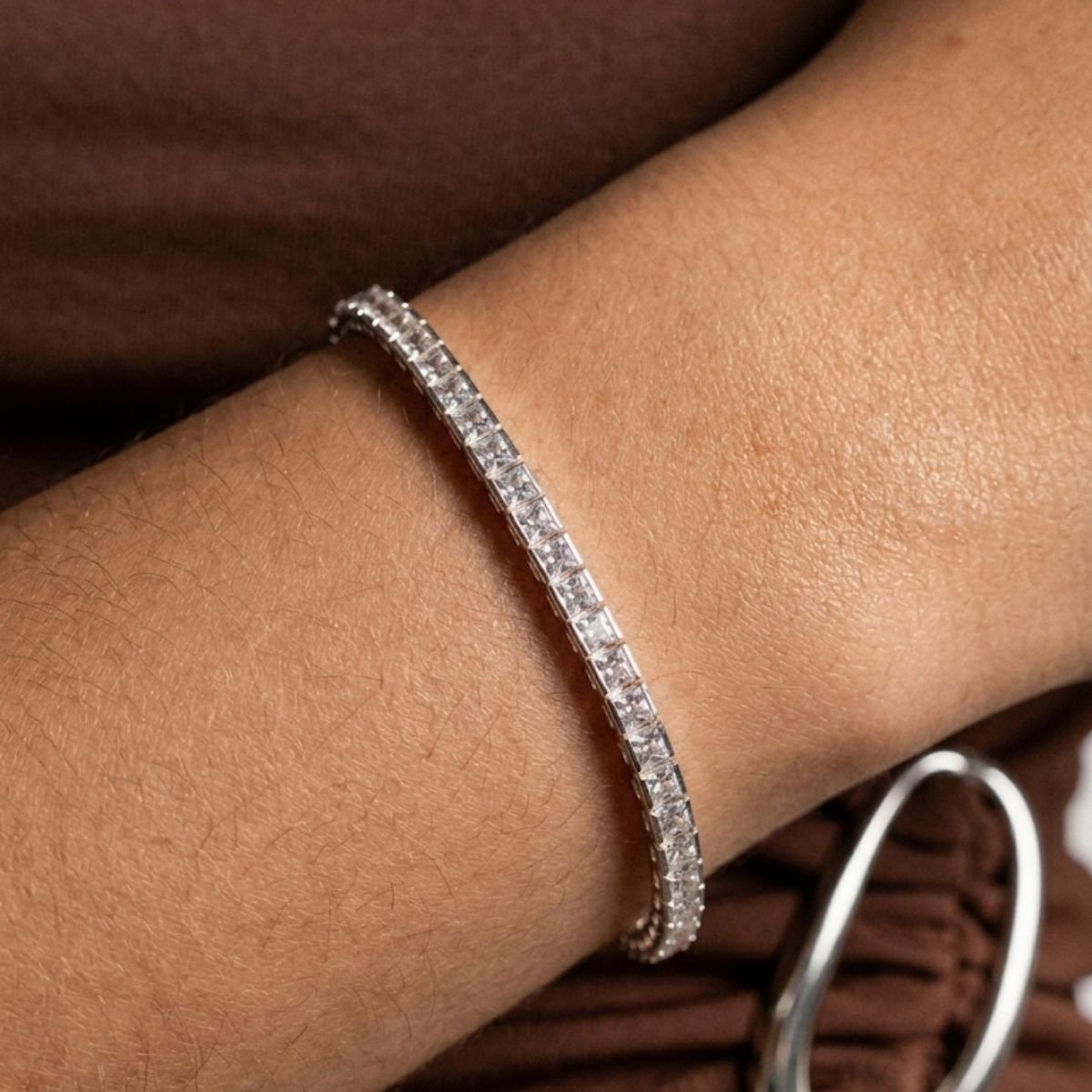 Pulseira Riviera Quadrada Brilho Intenso 3,5mm em Prata 925
