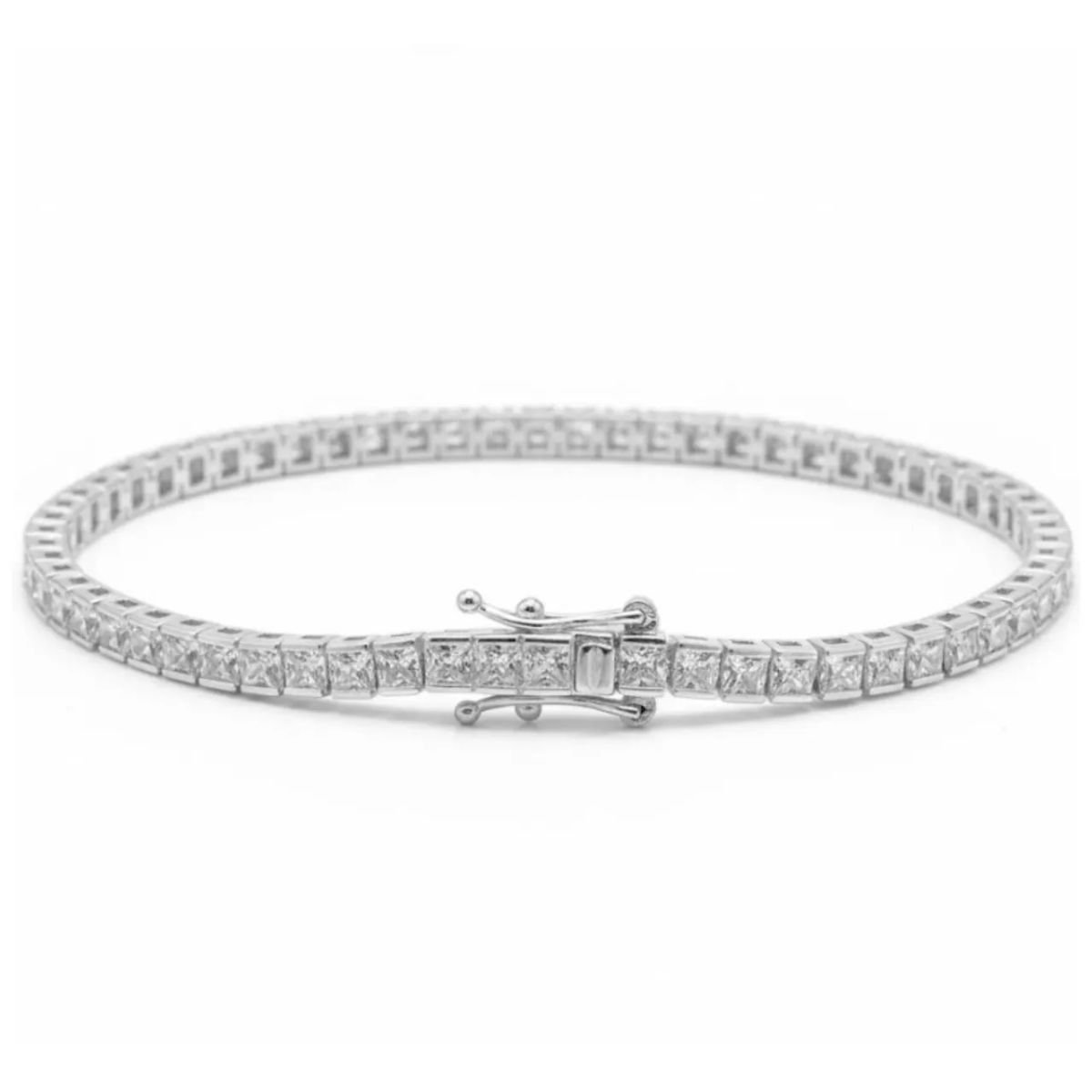 Pulseira Riviera Quadrada Brilho Intenso 3,5mm em Prata 925