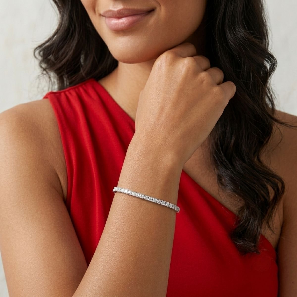 Pulseira Riviera Quadrada Brilho Intenso 3,5mm em Prata 925
