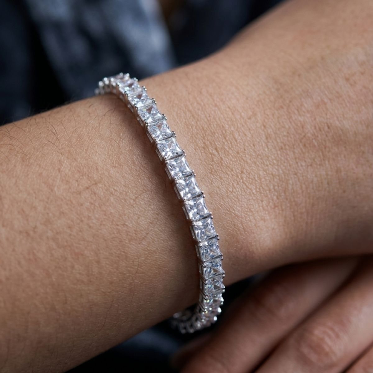 Pulseira Riviera Quadrada em Prata 925