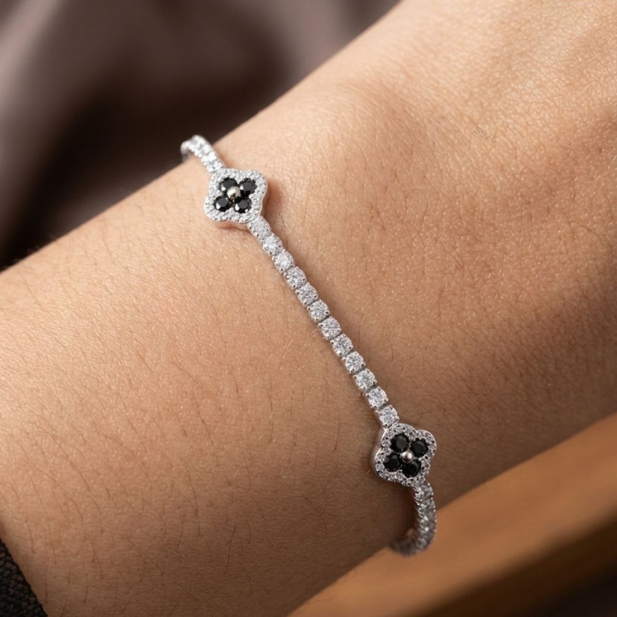 Pulseira Riviera Trevo Black Luxo em Prata 925